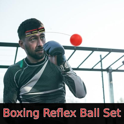 Boxing Reflex Ball Set | Adjustable Headband Reflex Ball for Hand-Eye Coordination Training | Enhance Reflexes, Speed & Skills | Ideal for All Ages & Fitness Levels
