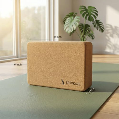 Cork Yoga Blocks,Natural Cork Soft Non-Slip Yoga Blocks for Women| Men