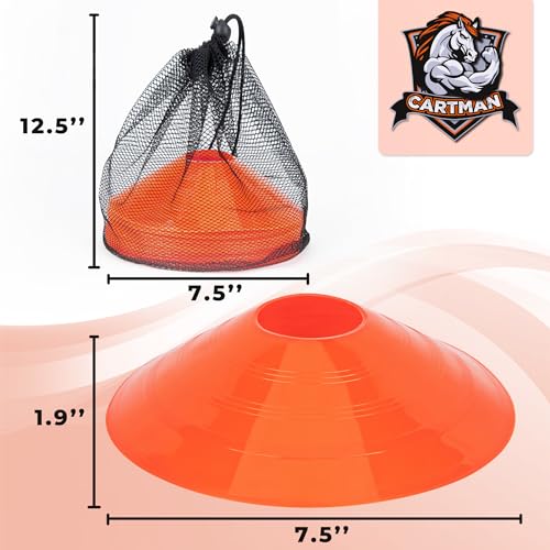 CARTMAN Plastic Training Cones (Set of 12/24 Pack 9" or 12/24 Pack 7" or 12/24 Pack Disc Cone) Agility Soccer Cones, Indoor Outdoor and Festive Events Field Marker Agility Cones - style: Disc 24pk