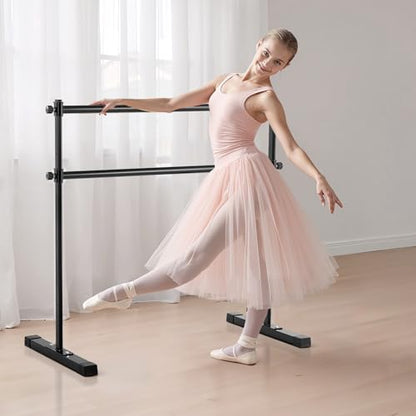 VEVOR Ballet Barre, 4 Ft Double Barre Bar for Home, Freestanding Portable Ballet Stretching Dance Bars, Height Adjustable Anti-Wobble Fitness Studio Equipment, for Pilates Balance Workout