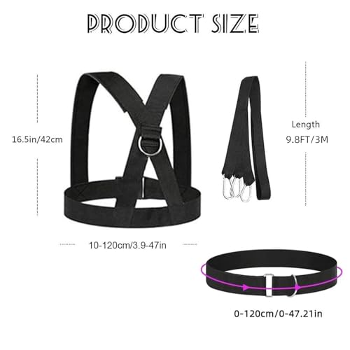 Sled Workout Equipment, Harness Set for Training Outdoor, Tire Pulling Fitness Resistance Full Body Physical Exercise Football Men and Women