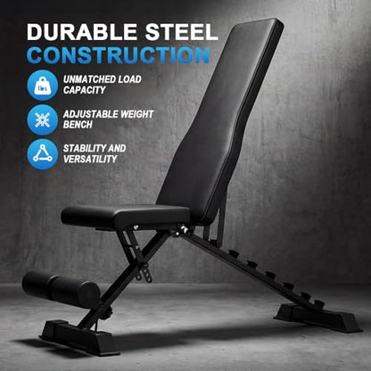 Strength Weight Bench 32 Adjustable Positions Training Benches - Heavy Duty Home Gym Equipment with 1300 LBS Weight Capacity Durable Steel Construction Incline Decline Bench for Full Body Workout - color: Black-s