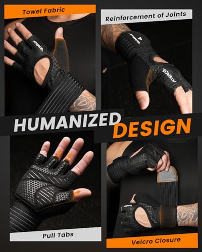 ATERCEL Gym Gloves for Men with Wrist Support, for Workout Weight Lifting - size: Samll