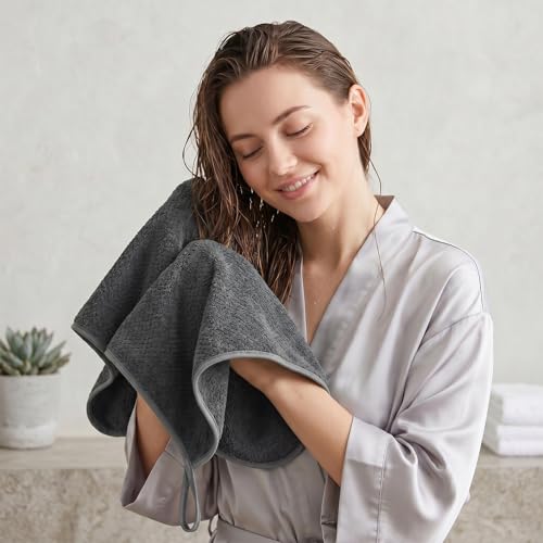 REDKISS Microfiber Hand Towels Set of 6, 16 by 28 inches, Ultra Soft and Highly Absorbent Hand Towels for Bathroom, Gym, Shower, Hotel, and Spa, Gray