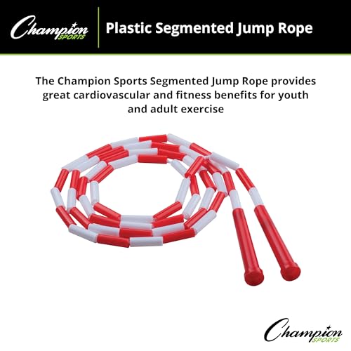 Champion Sports Plastic Segmented Jump Rope - color: Red/White (7 Feet)