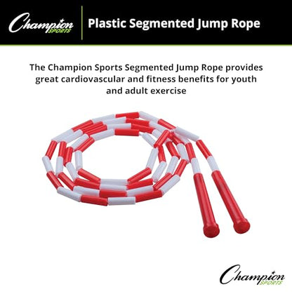 Champion Sports Plastic Segmented Jump Rope - color: Red/White (7 Feet)