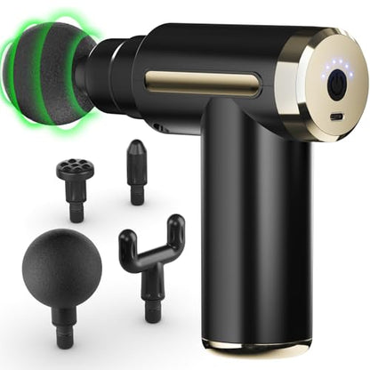 cotsoco Massage Gun Deep Tissue for Pain Relief with 4 Massage Heads & 6 Speeds, Electric Mini Handheld Body Massager for Any Pain Relief, Best Gifts for Dad and Mom - color: Gold
