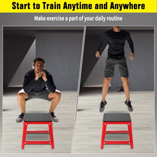 Plyometric Boxes for Jumping - color: Red, size: 12/18/24 inch
