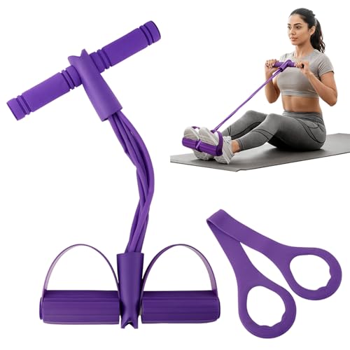 Fitness Resistance Bands- 6 Tube Pedal Ankle Puller with Handle & Tensile Rope for Exercise Sit Up Exercise Equipment Elastic Home Gym Equipment for Women Men