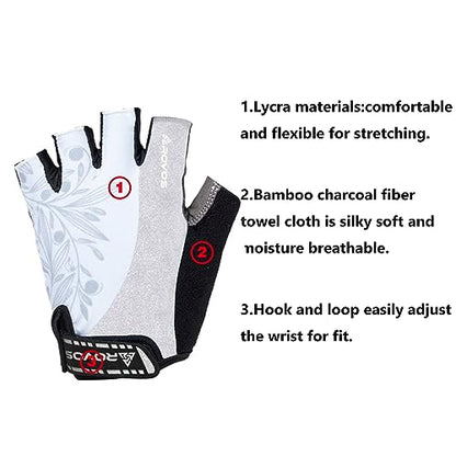 Cycling Gloves for Men & Women - 5MM Anti-Slip Shock-Absorbing Gel Pad, Lightweight & Breathable Half Finger Design for Mountain Cycling, Gym, Motorcycle, Outdoor Sports