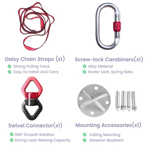 JYHHCYS Bungee Fitness Equipment Set Plus Size, Heavy Duty Aerial Yoga Resistance Rope for Home Gym Training & Fitness, Indoor Bungee Jumping Harness(Full Set 3XL - 220 lbs/100kg)