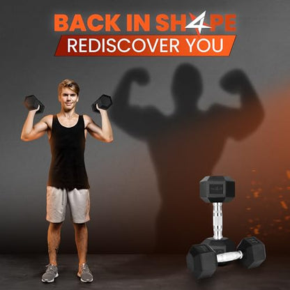 Yes4All Chrome/Rubber Grip Encased Hex Dumbbells – Hand Weights With Anti-Slip 10-30 LBS Pair - color: A. 05lbs - Pair, style: Chrome Grip
