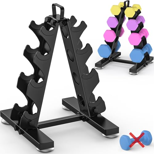 TomCare 6-Tier|5-Tier|4-Tier|2-Tier Dumbbell Rack Stand Only, Weight Rack for Home Gym Storage Stand for Weights Metal Weight Stand Dumbbell Holder (Dumbells not Included) - color: Black, size: 4 Tier(5-15 LB)
