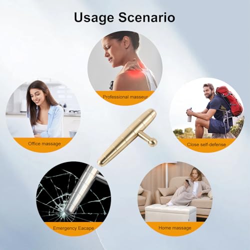 T-Bar Trigger Point Massager Tool - Copper Deep Tissue Massage Tool, Witha Small Massage Pen, for Neck Shoulder Back Feet, Manual Muscle Massage Stick (Copper)