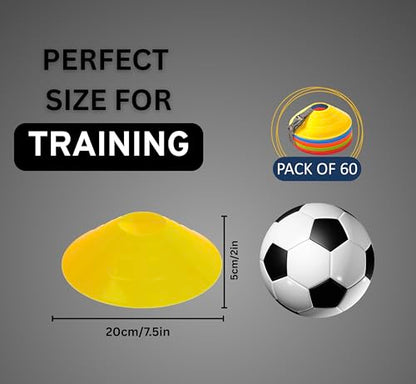 Flexible Soccer Cones (Set of 60/50/40/25) with Mesh Bag & Strap, Sports Cones for Soccer, Basketball, Football Training Equipment, Agility Soccer Cones for Drills Training