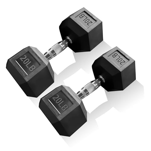 Dumbbell Set 15 lb-550 lb, Rubber Hex Free Weights Without Rack, Heavy-Duty Home Gym Equipment for Strength Training, Muscle Building and Full Body Workouts - style: 20lb pair