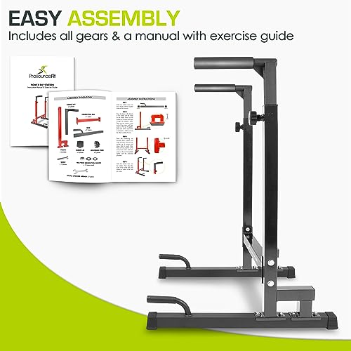 ProsourceFit Dip Stand Station, Heavy Duty Ultimate Body Press Bar with Safety Connector for Tricep Dips - color: Black, style: Pro