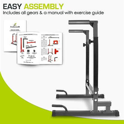 ProsourceFit Dip Stand Station, Heavy Duty Ultimate Body Press Bar with Safety Connector for Tricep Dips - color: Black, style: Pro