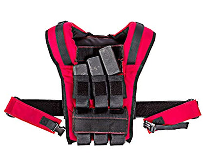 Driven | 28lb Red Weight Vest | Gym Adjustable Removable Weights | Calisthenics Fitness Body Training 1000D Nylon