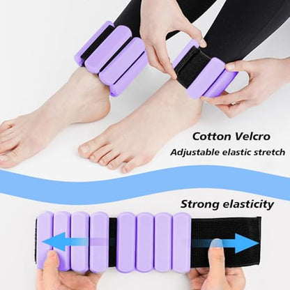 Wrist and Ankle Weights for Women & Men 2 Pack (1lb Each), Adjustable Silicone Wearable Arm & Leg Weights for Pilates, Gym, Yoga, Cardio, Strength Training - color: Purple