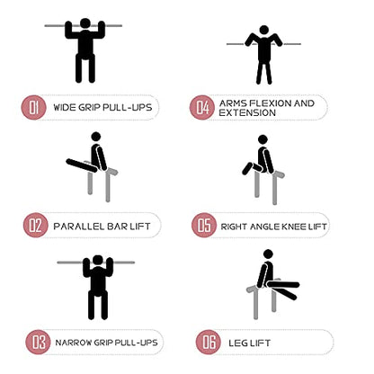 Wall Mounted Pull Up Bar and Dip Station, Heavy Duty Chin Up Bar Supports to 440Lbs, Multifunction Exercise Bar for Indoor Home Workout