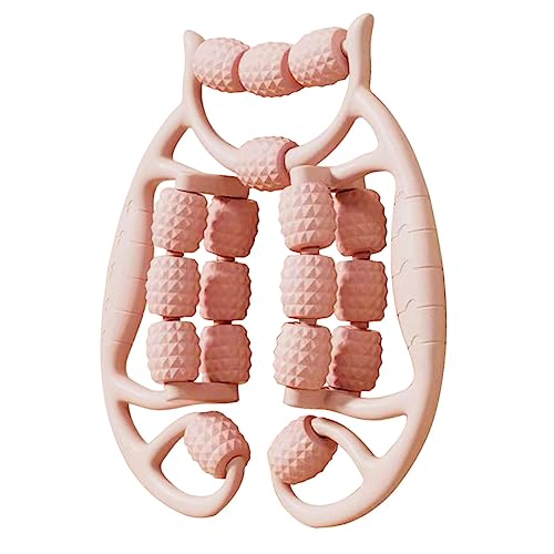 18 Wheel Fascia Muscle Roller, Massage Roller Press Points Manual Relax Tight Muscles Clamp Leg Roller Leg Massage for Calves, Golfer Elbow, Pink