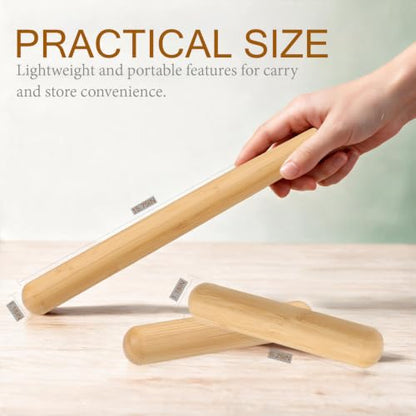 3PCS 100% Natural Solid Bamboo Massage Sticks,GuaSha Bamboo Massage Rollers for Back,Legs,Full Body,Deeply Deep Tissue Massage,Muscle Relax,Body Shaping,Portable Therapy Set(with Storage Bag)