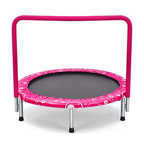 Giantex 36-Inch Mini Trampoline for Kids, ASTM Approved Foldable Rebounder Trampoline with Foamed Handle, Max Loaded 330 lbs, Indoor Safety Padded Fitness Trampoline
