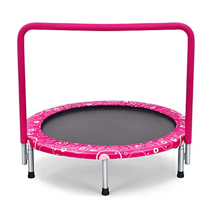 Giantex 36-Inch Mini Trampoline for Kids, ASTM Approved Foldable Rebounder Trampoline with Foamed Handle, Max Loaded 330 lbs, Indoor Safety Padded Fitness Trampoline