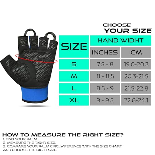 Workout Gloves for Men, Durable Palm Grip Gym Gloves Women Half Finger Elasticated Training Weight Lifting Strength Bodybuilding Anti Slip Cycling Gloves Exercise