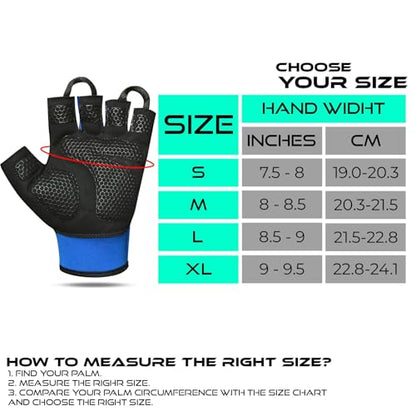 Workout Gloves for Men, Durable Palm Grip Gym Gloves Women Half Finger Elasticated Training Weight Lifting Strength Bodybuilding Anti Slip Cycling Gloves Exercise