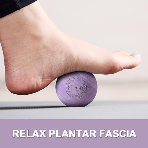 Massage Lacrosse Ball for Myofascial & Trigger Point Release, Muscle Knots, Yoga Therapy – Improves Joint Mobility & Relieves Pain – Shoulder, Back, Plantar Fascia, HIPS – 2.5-Inch Purple-03 Rubber