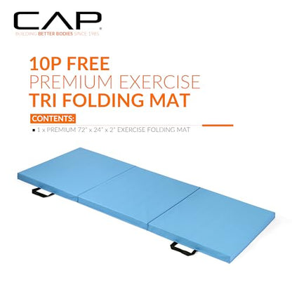 CAP Barbell All Purpose Folding Anti Tear Exercise Training Aerobic Fitness Gym & Gymnastics Balance Mat | Multiple colors - color: Blue, style: 6' x 2' x 2.0" Thick