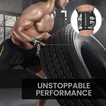 18" OG-Grade Wrist Wraps for Weightlifting – Heavy Duty Wrist Support with Thumb Loop & Lockdown Strap – Wrist Straps for Powerlifting, Bench Press & Gym Training - color: Camo grey