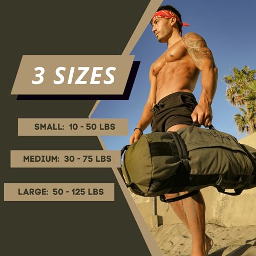 Polyfit Classic Sandbag - Workout Sandbag with 8 Gripping Handles - color: GREEN, size: Medium (30-75lbs)