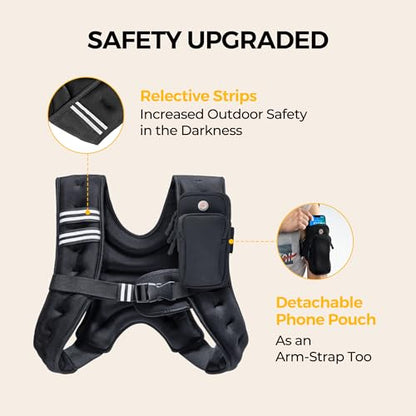 Weighted Vest 4-10lb/12lb Weight Vest with Reflective Stripe, Body Weight Vests Adjustable for Men, Women Workout