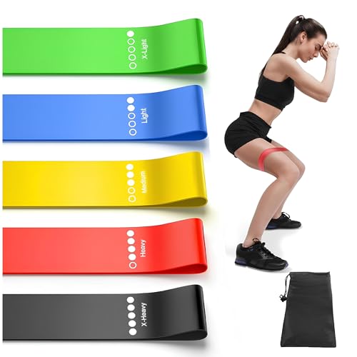 TonedUp Resistance Loop Exercise Bands - Pack of 5 Resistance Loops Coded Strength Levels, Instruction Guide & Carry Bag, Heavy Duty Stretching & Workout Bands for Women & Men