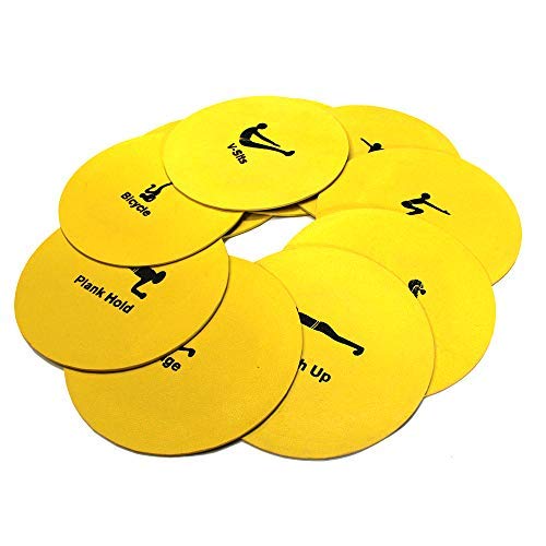 Fitness Health Flat Round Disc Markers | Exercise Workout | Non Slip Circuit Training Set | Outdoor/Indoor Sports Landmark Track and Field Markers | Yellow 10 Exercise Set