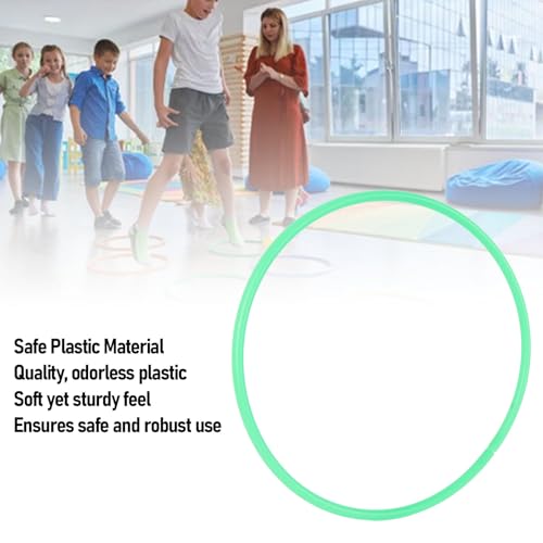 Agility Speed Rings Training Kit 10 Pcs Hollow Jumping Hoops for Kids Balance Coordination Sensory Exercise Green Plastic 35cm - size: 0.7in Width