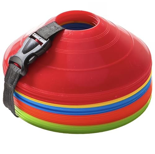 Flexible Soccer Cones (Set of 60/50/40/25) with Mesh Bag & Strap, Sports Cones for Soccer, Basketball, Football Training Equipment, Agility Soccer Cones for Drills Training
