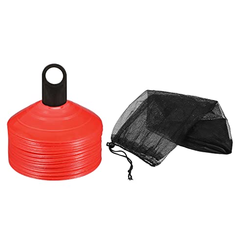 PATIKIL Soccer Disc Cones, Football Field Marker Cones with Holder/Carrying Bag for Agility Sport Training - color: Red