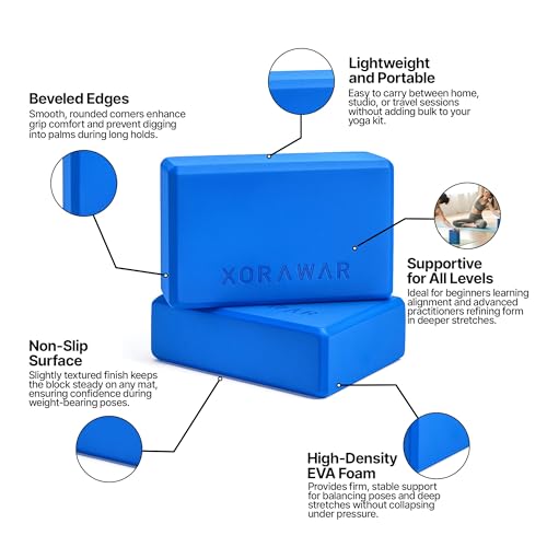 Foam Yoga Blocks 2 Pack | Pilates Block with High Density Foam Blocks | Exercise Blocks foam | Pilates Blocks | Pilates Blocks 2 Pack, Yoga Block Set, Pilates Home Equipment