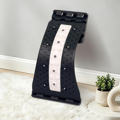 Lumbar Back Stretcher Curved 4 Level Adjustable with Massage Points - color: Black and White