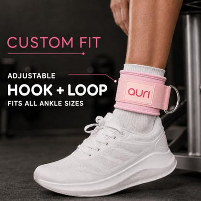 Ankle Strap for Cable Machine - Padded Neoprene Cuff with Stainless Steel D-Ring for Comfort & Support During Glute Kickbacks, Leg Extensions, Hip Abductors & Lower Body Workouts