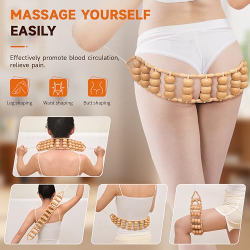 3-in-1 Wood Therapy Massage Tools Lymphatic Drainage Massager Maderoterapia Kit Wooden Gua Sha Massager Body Sculpting Tools for Muscle Pain Relief, Anti-Cellulite, Body Contouring and Shaping - style: Massage Set