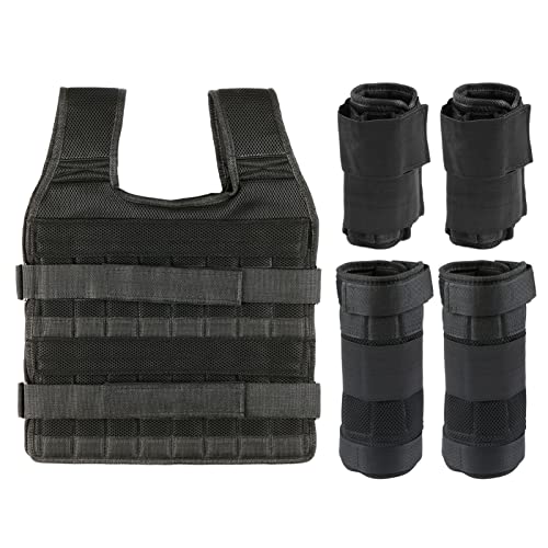 Leepesx Max Loading 15kg/35kg Adjustable Vest Weight Exercise Weight Loading Cloth Strength Training with 6kg Leg Weight 5kg Arm Weight (Empty)