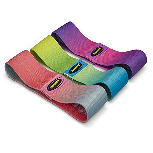 Fabric Resistance Bands Non-Slip for Hip Glute Butt & legs 3 level Workout Booty Loop for Exercise Fitness Training & Gym with Sweat Head & Wrist Band Cloth with Backpack (Set of 7) For Women