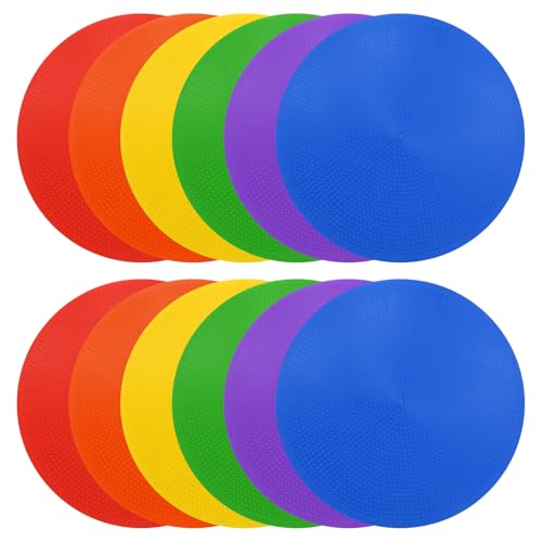 PATIKIL Spot Markers, Non-Slip Floor Dots Agility Markers Flat Field Cone Poly Dot - color: Red/Yellow/Blue/Green/Orange/Purple