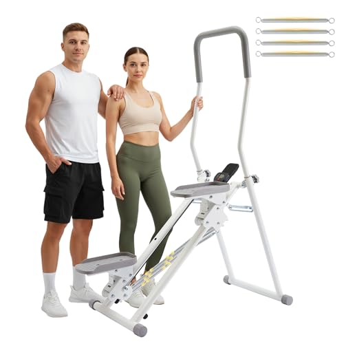 Steppers for Exercise at Home, 2.0 Step Machine 3-Level Adjustable Resistance, Stair Climber for Full Body Workout with Extra-Large Non-Slip Pedals, Holds Up to 350 lbs, Ideal for Women Men - color: White