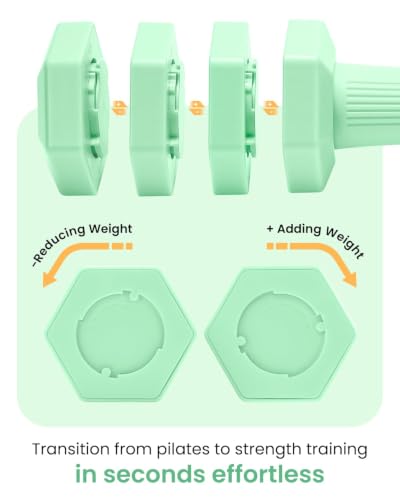 Adjustable Dumbbell Set, 4-in-1 Hand Weights, 5/6 LB Pair for Women Men - color: Green, style: 10 lbs Pair [5 lbs Each]
